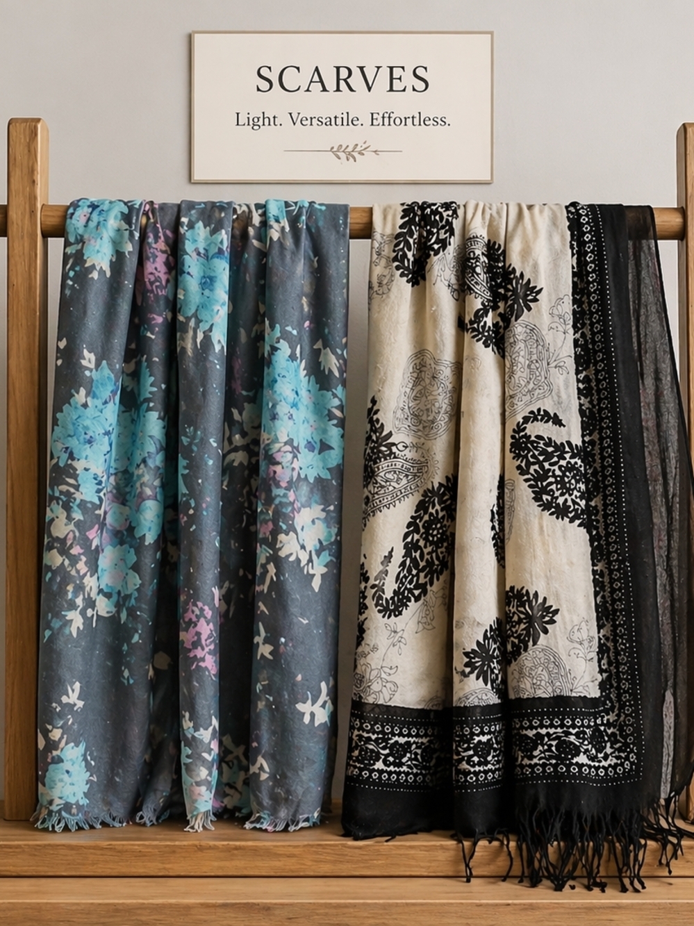Floral & Paisley Scarf Set - Blue/Black One Scarf Is NWT